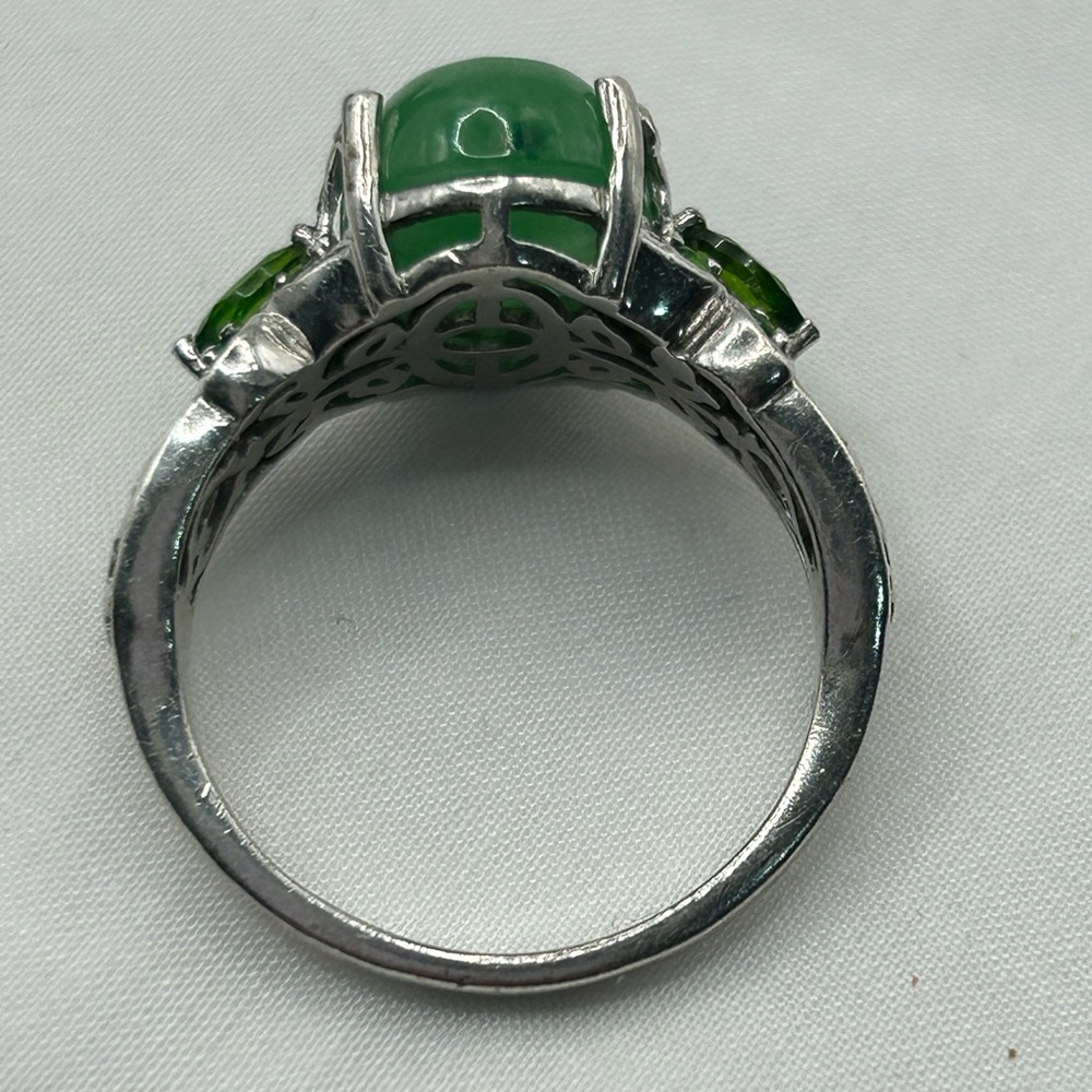 CHUCK CLEMENCY STS 925 Sterling Silver Jade Jadeite Ring Size 10 - Picture 5 of 7